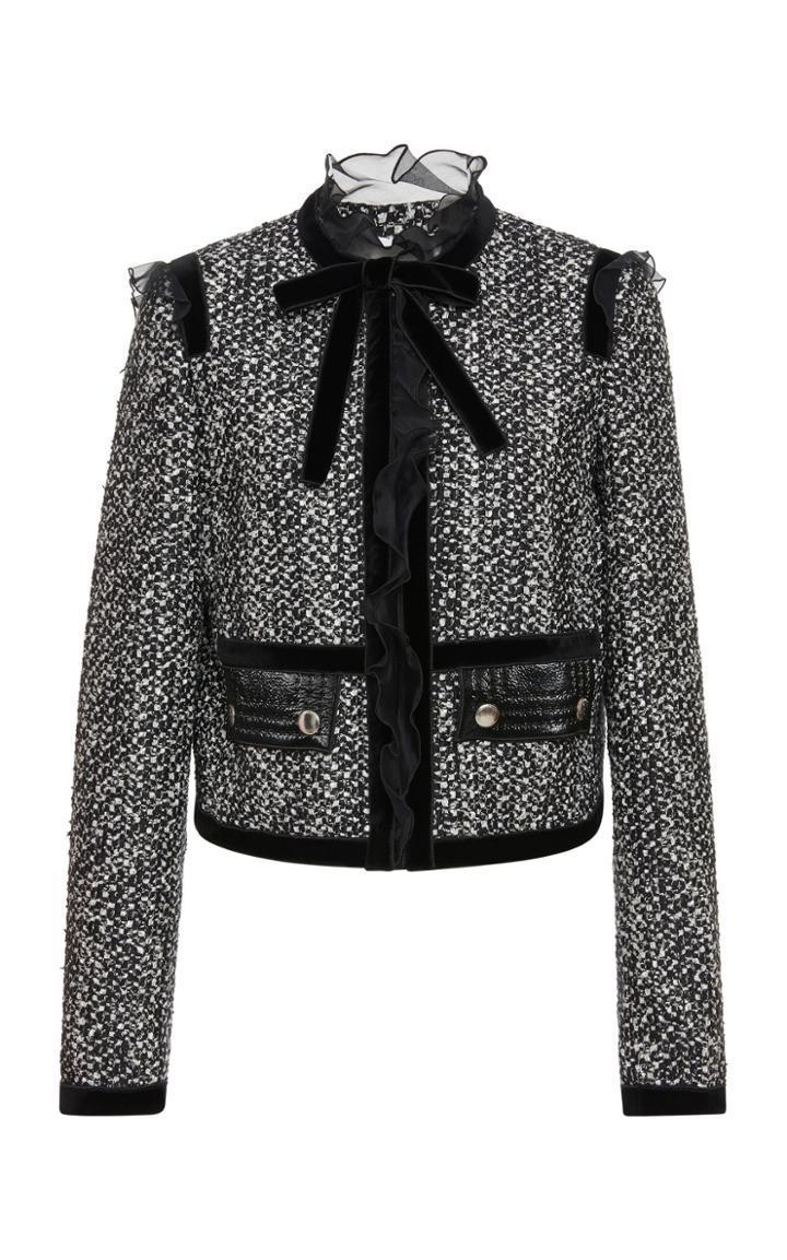 Giambattista Valli Ruffled Bow-detailed Tweed Jacket