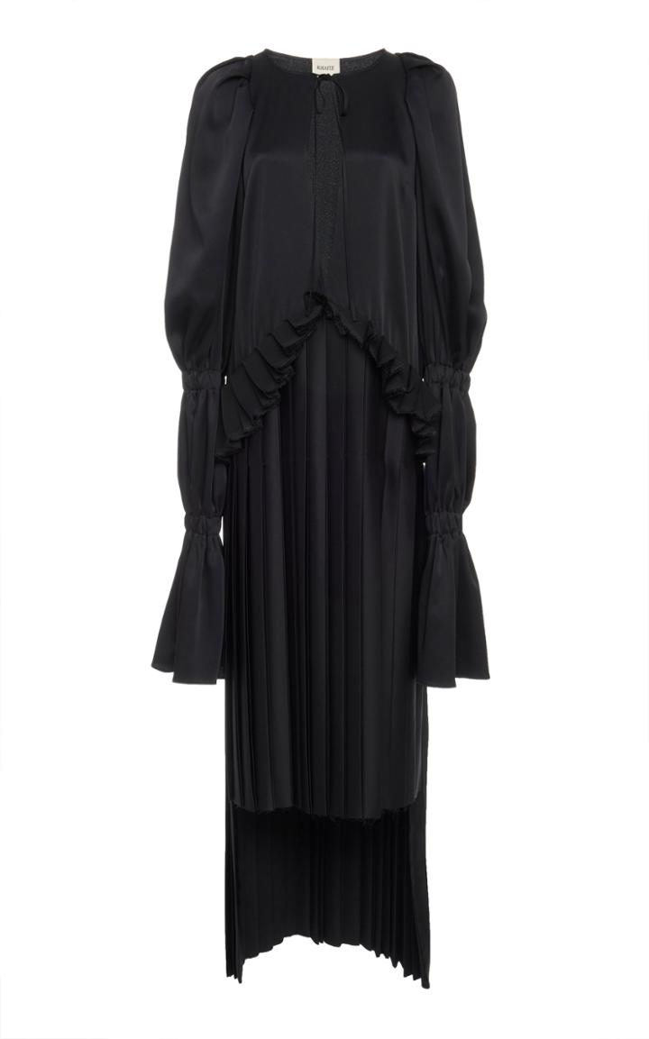 Khaite Cara Pleated Satin High-low Dress