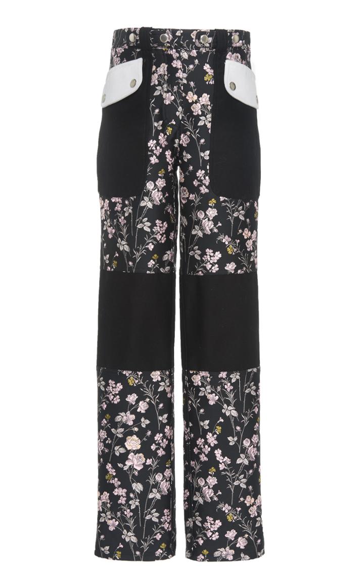 Giambattista Valli Floral-paneled Straight-leg Pants