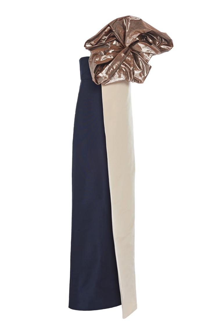 Leal Daccarett Eleonora Bow Embellished Color-blocked Dress