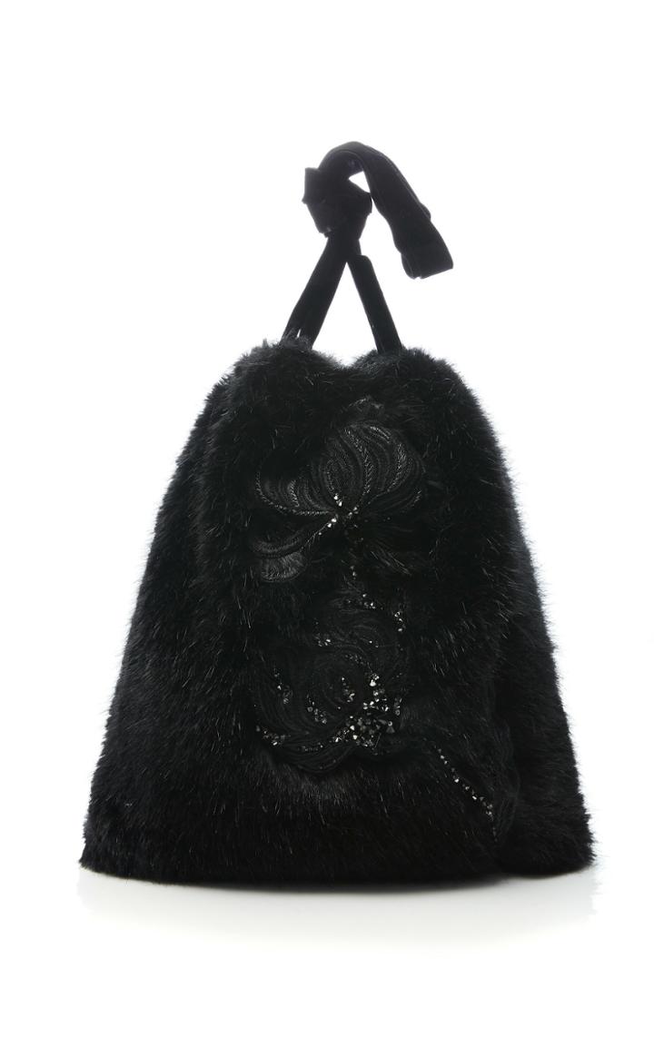 Marei 1998 Frangipani Jewel Embroidered Eco Fur Handbag