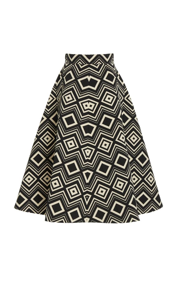Moda Operandi Martin Grant Printed Wool & Silk Midi Skirt