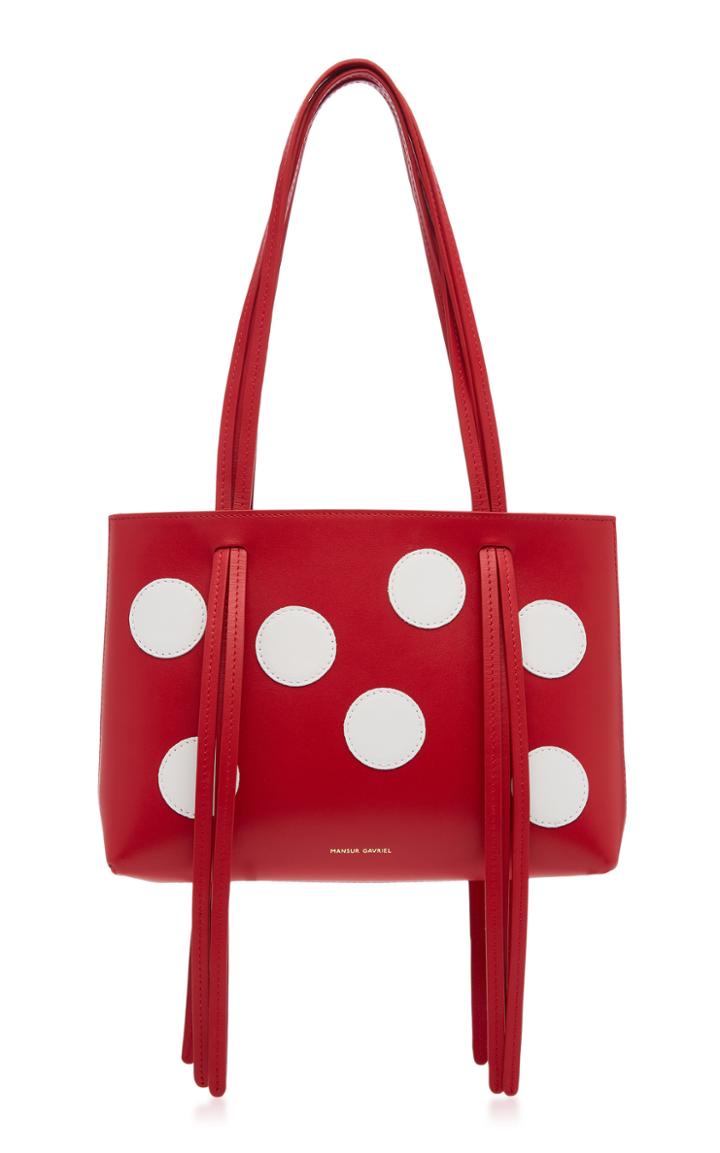 Mansur Gavriel Mini Polka-dot Leather Fringe Tote