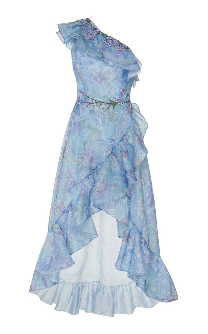 Costarellos One-shoulder Ruffle-trimmed Organza Dress