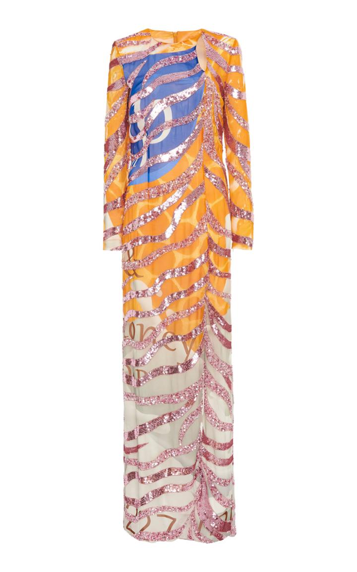 Moschino Embroidered Print Gown