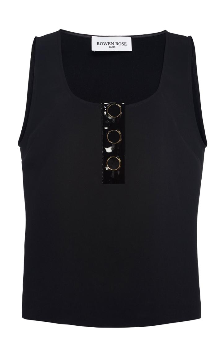 Moda Operandi Rowen Rose Sleeveless Vinyl-detailed Crepe Top Size: 32