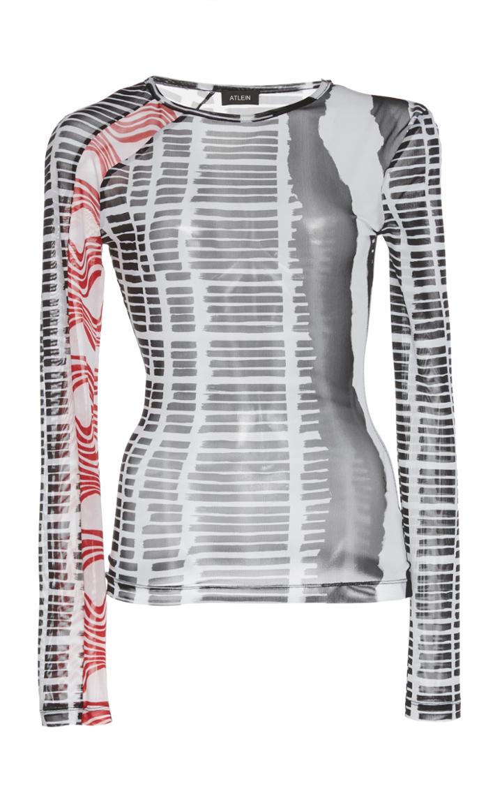 Atlein Printed Stretch Tulle Racing Top