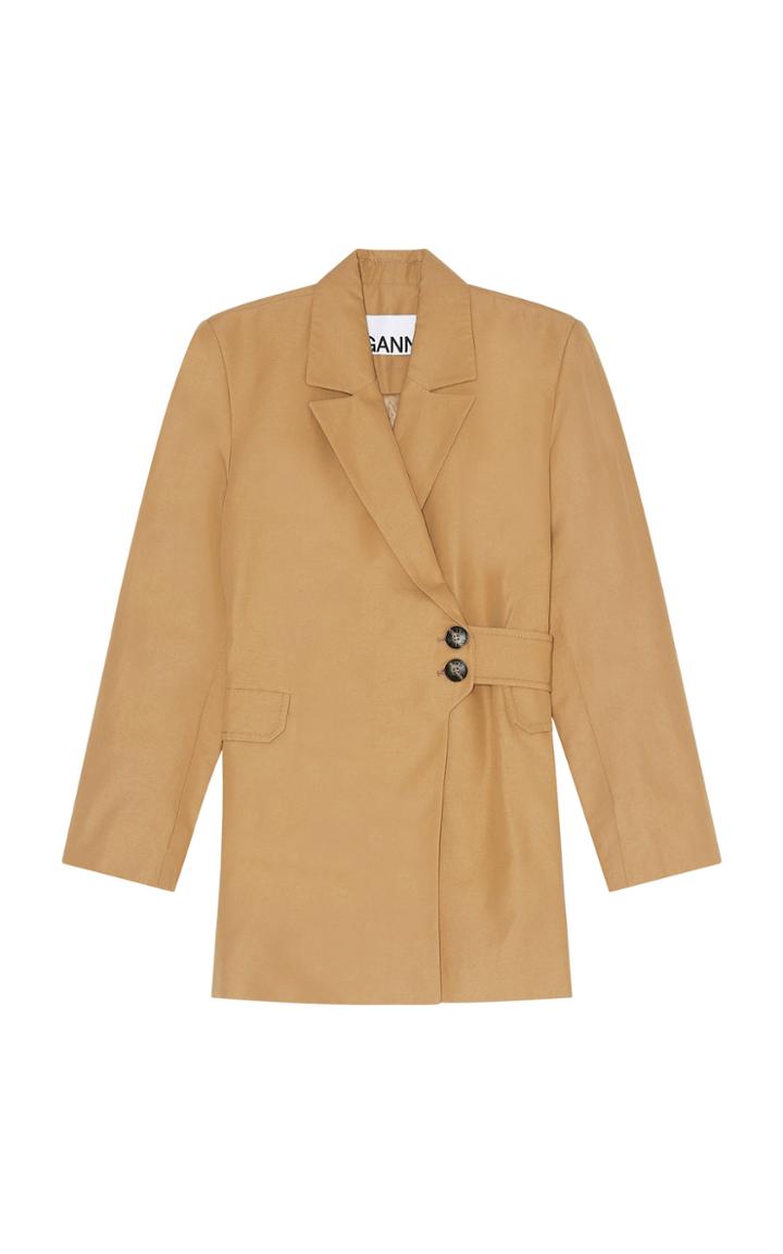 Moda Operandi Ganni Cotton Canvas Wrap Blazer