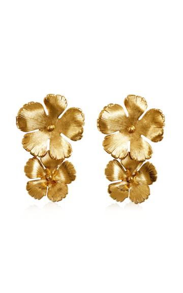 Jennifer Behr Collette Floral Brass Drop Earrings