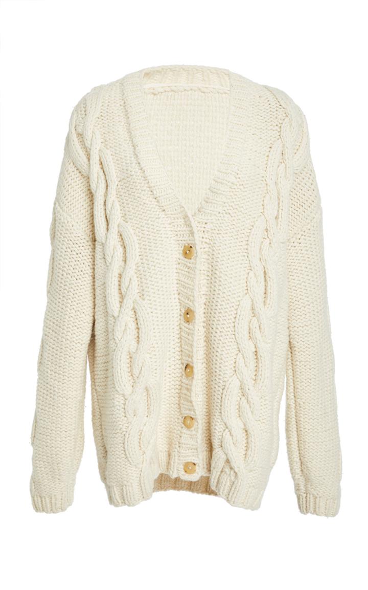 Marina Moscone Exploded Cable Knit Cardigan