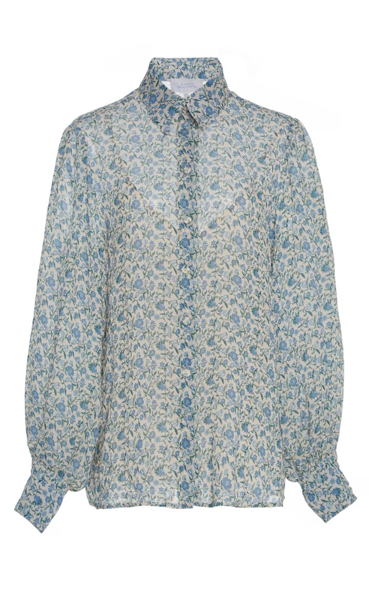 Luisa Beccaria Micro Floral Button Down Shirt