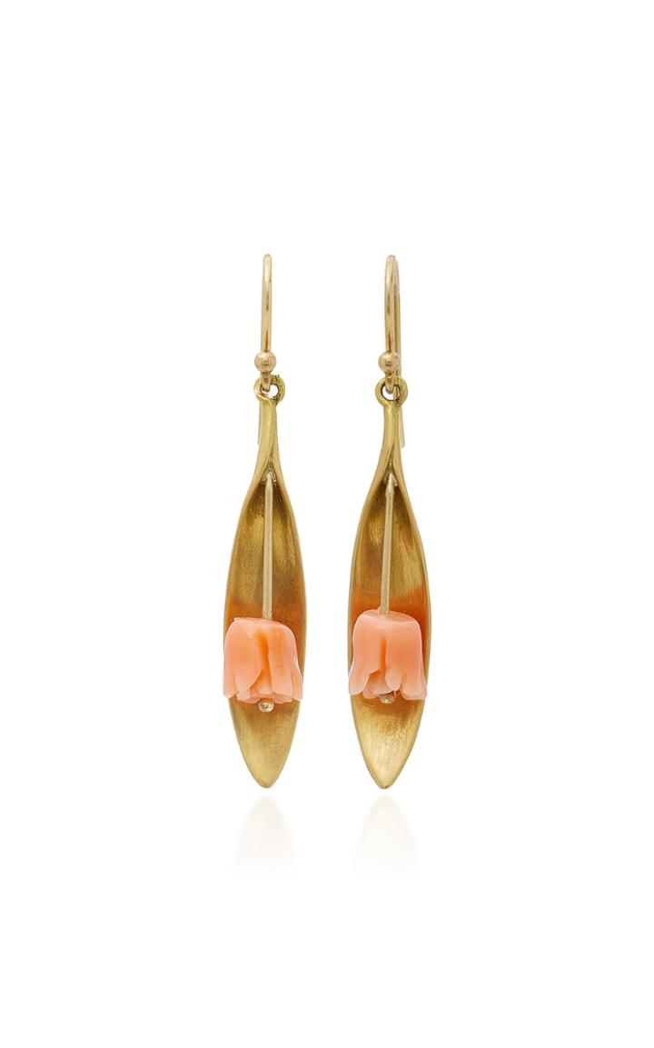 Annette Ferdinandsen 18k Gold Pink Coral Tulip Earrings