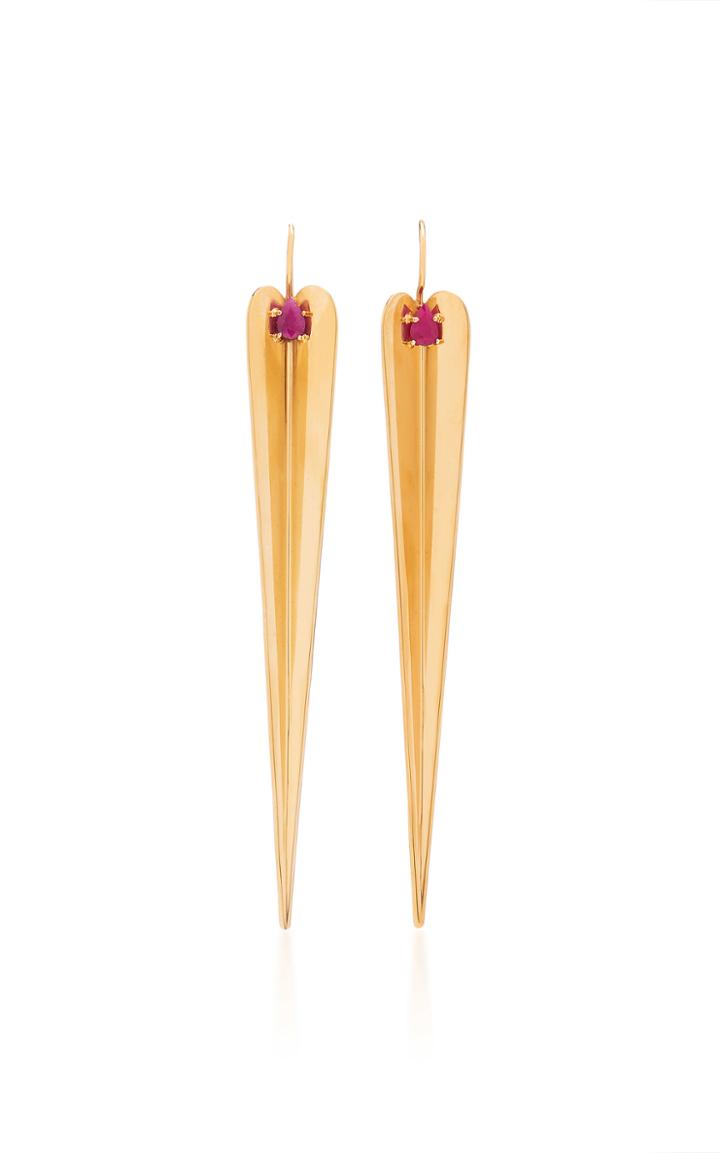 Elena Votsi Extra Long Eros Drop Earrings With Gemfields Rubies