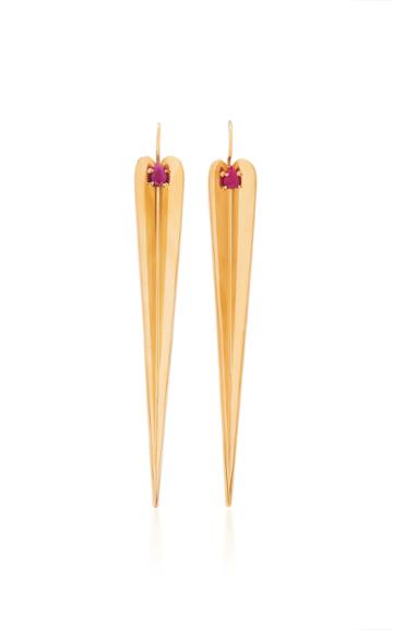 Elena Votsi Extra Long Eros Drop Earrings With Gemfields Rubies