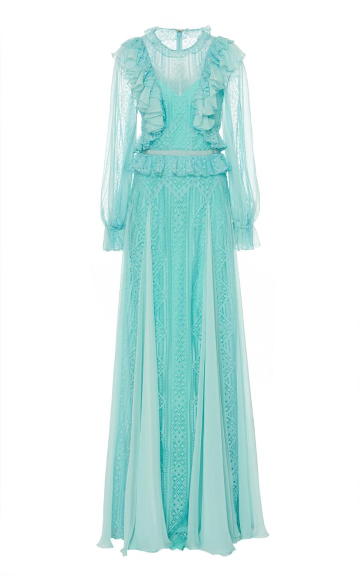 Zuhair Murad Andalusia Ruffle-trimmed Pointelle-lace Gown