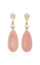 Katey Walker 18k Gold Opal Diamond And Conch Drop Earrings