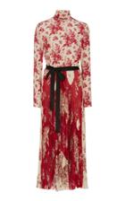 Red Valentino Floral-print Belted Crepe De Chine Maxi Dress