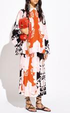 Moda Operandi Valentino Pleated Printed Silk Crepe De Chine Midi Skirt