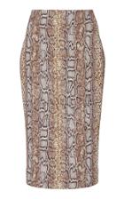 Victoria Beckham Snake Print Cotton Pencil Skirt