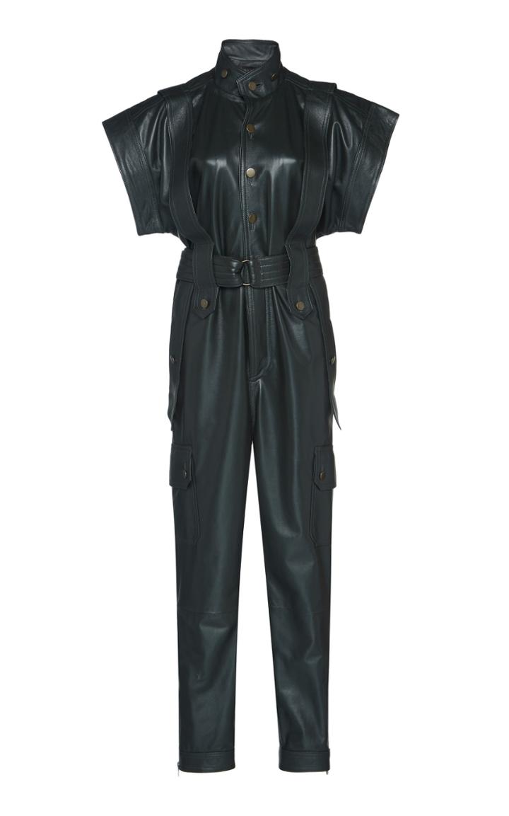 Dundas Belted Leather Jumpsuit