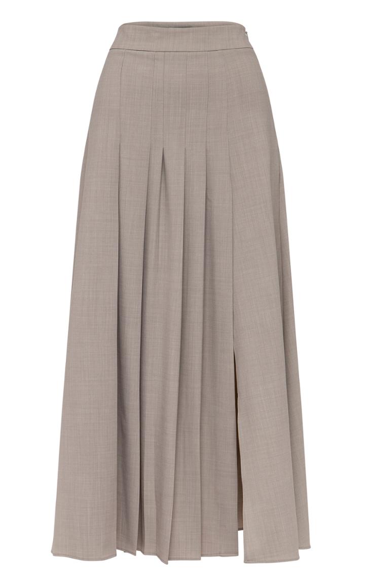 Moda Operandi Anna Quan Sable Pleated Wool-blend Maxi Skirt