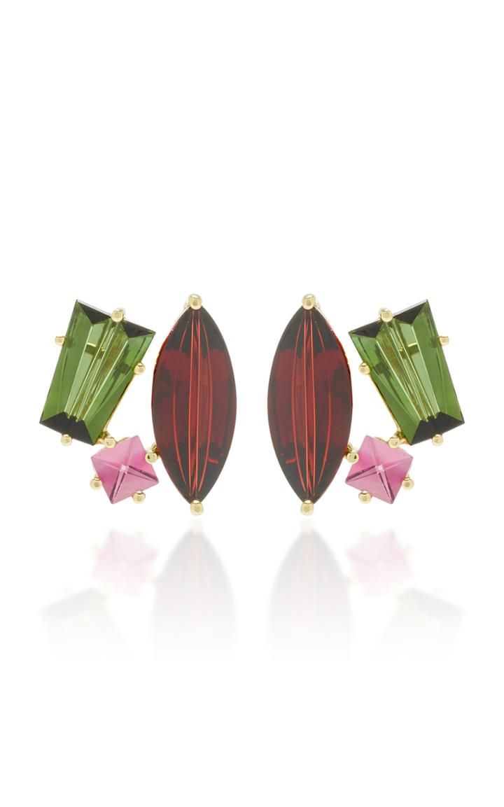 Misui One-of-a-kind Klar Tourmaline And Garnet Stud Earrings