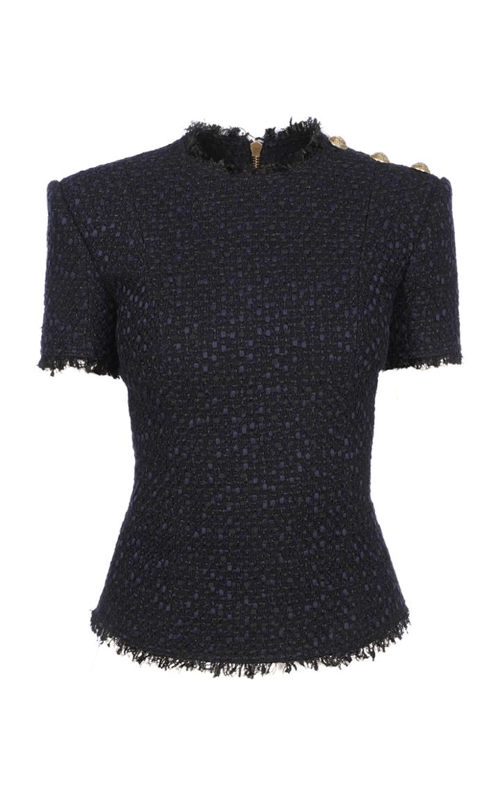 Balmain Tweed Peplum Top