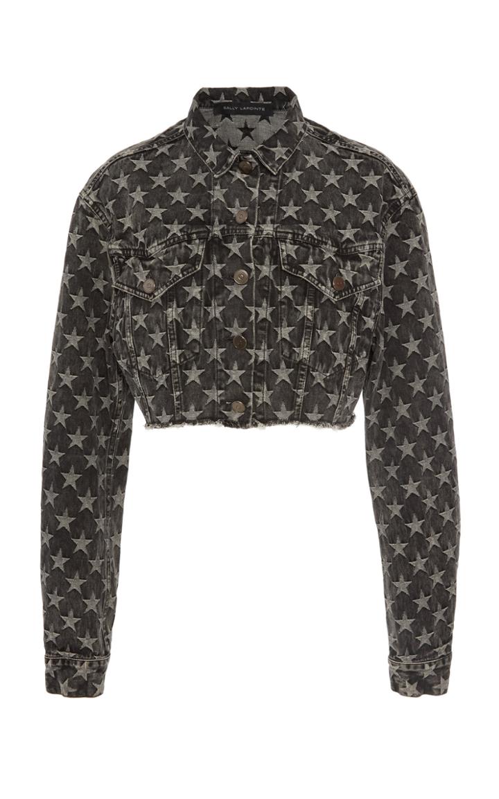Sally Lapointe Cropped Star Denim Jacket
