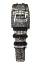 Balmain Patchwork Long Sleeve Dress