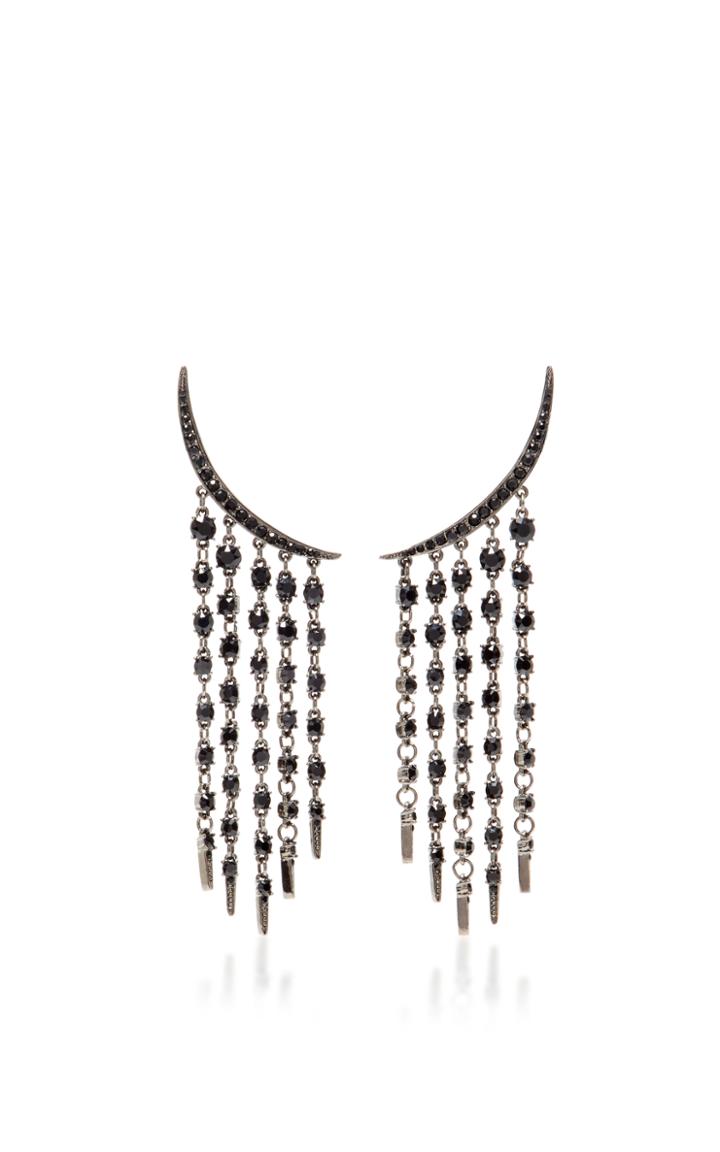 Oscar De La Renta Tendril Crystal Earrings