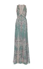 Zuhair Murad Printed Flared Dress With Lace Godet And Macram Details