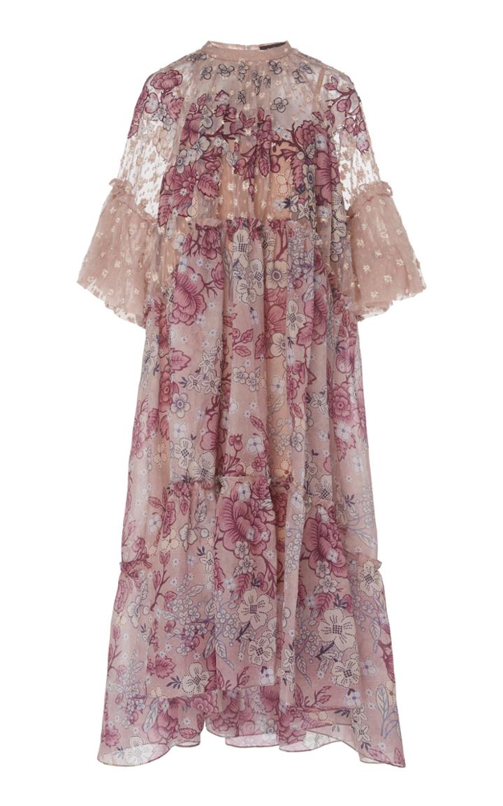 Biyan Ahita Floral Silk And Cotton Midi Dress