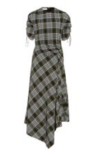 Jonathan Simkhai Ruched Plaid Midi Dress