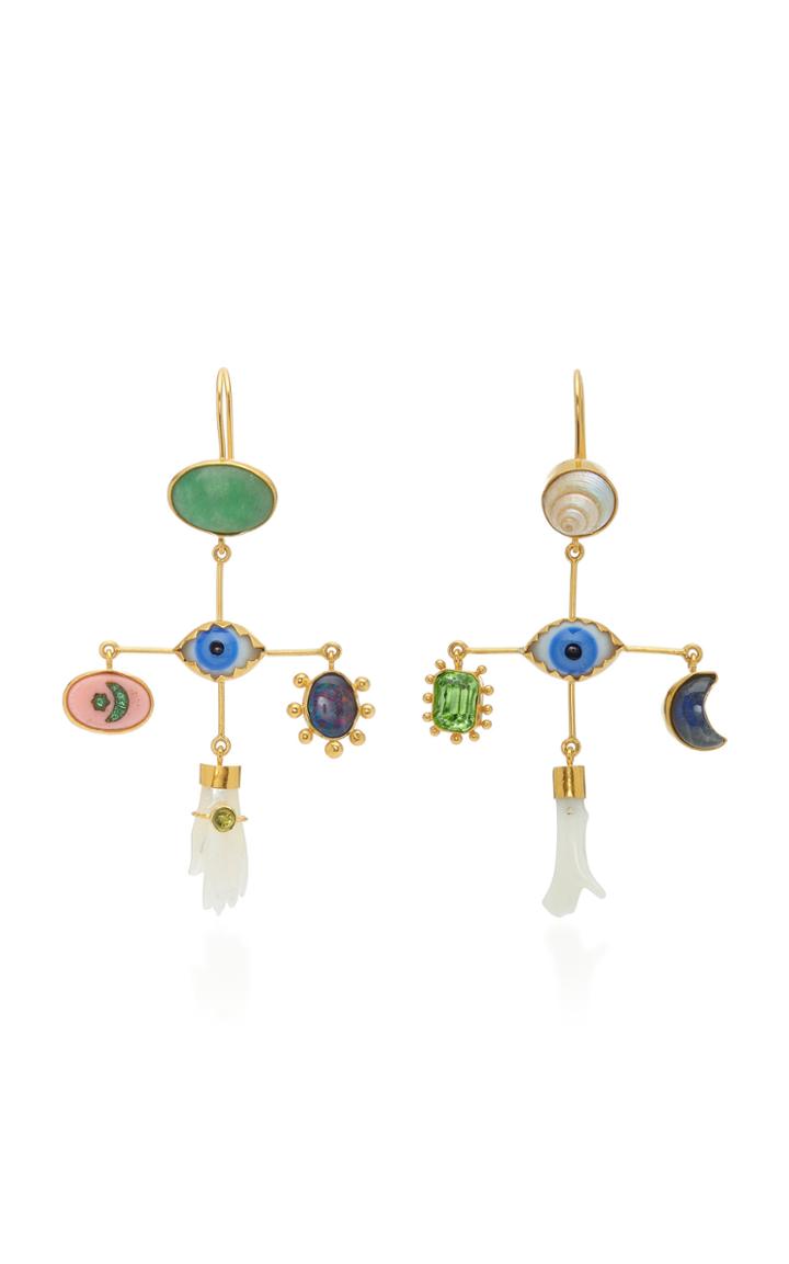Grainne Morton Vintage Eye Cross Drop Aventurine Earrings