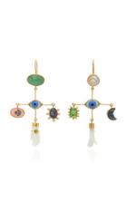 Grainne Morton Vintage Eye Cross Drop Aventurine Earrings