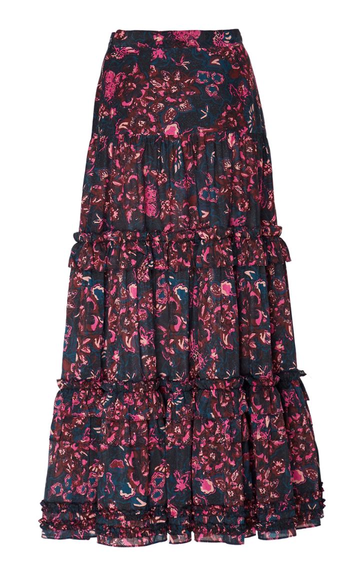 Ulla Johnson Amalia Floral-print Cotton-blend Midi Skirt Size: 0