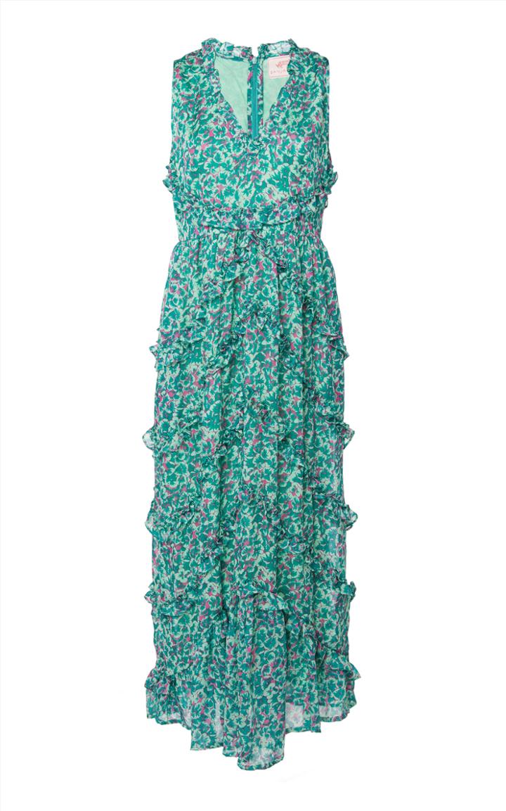 Banjanan Gizela Ruffled Printed Silk Maxi Dress