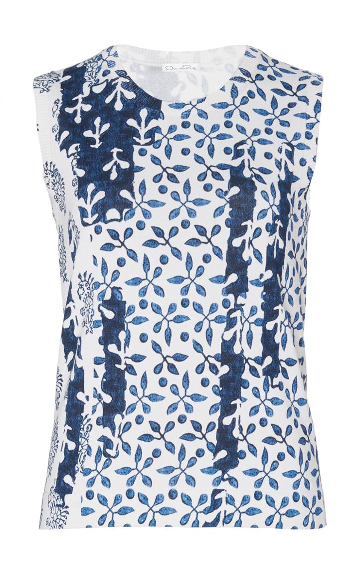 Oscar De La Renta Floral-patterened Poplin Tank Top