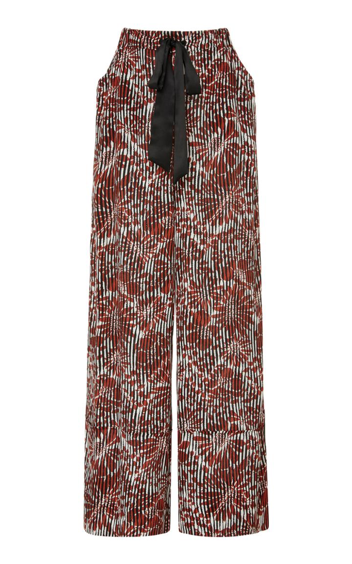 Warm Medallion Printed Voile Wide-leg Pants