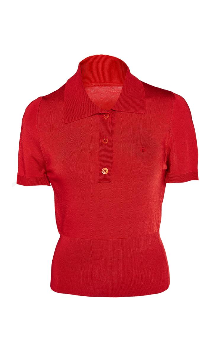Brandon Maxwell Short Sleeved Polo Button Down