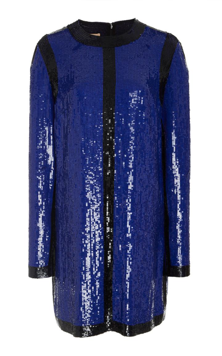 Michael Kors Collection Embroidered Long Sleeve Shift Dress