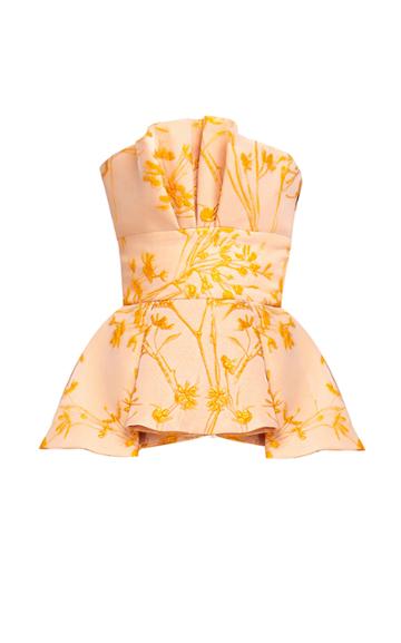 Bambah Naranja Embroidered Strapless Peplum Top