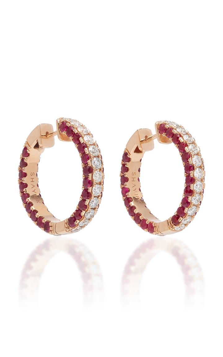 Shay 3 Sided Ruby And Diamond Hoops