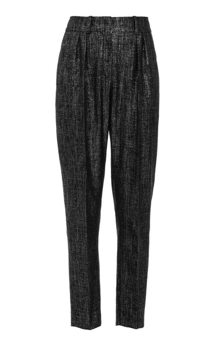 Moda Operandi Balmain Metallic Wool-blend Tweed Slim Pants Size: 34