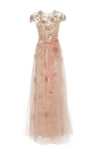 Marchesa Floral Beaded Embroidered A-line Gown