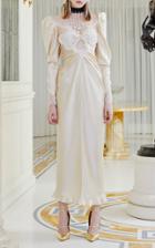Alessandra Rich Lace Intarsia Silk Satin Gown