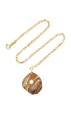 Cvc Stones Auburn 18k Gold Beach Stone And Diamond Necklace