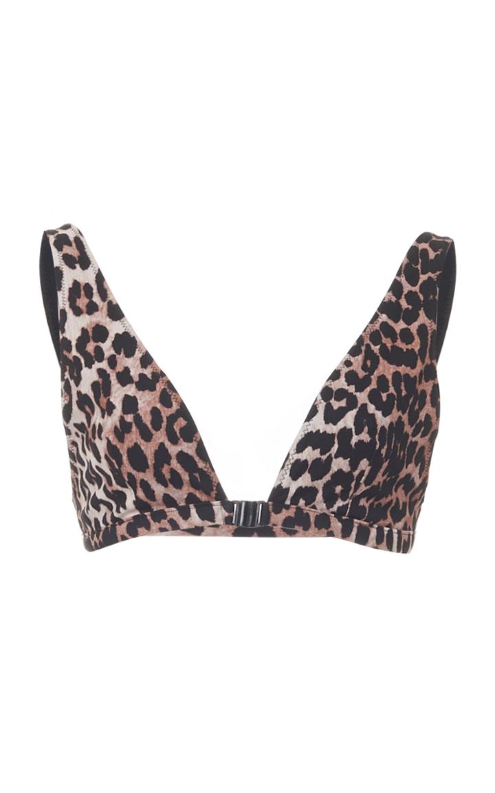 Ganni Leopard-print Bikini Top