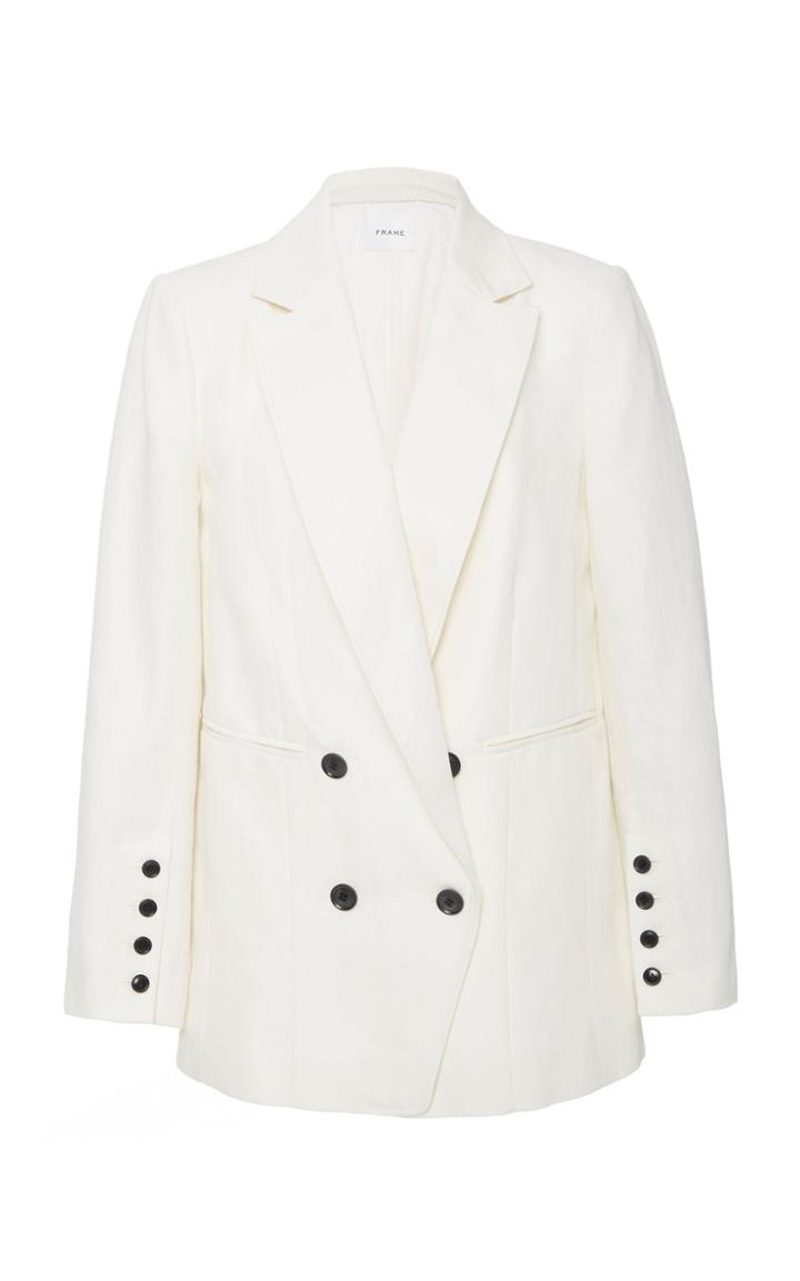 Frame Oversized Double-breasted Linen-blend Blazer