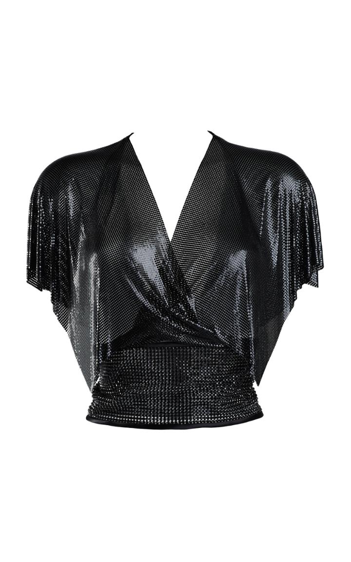 Fannie Schiavoni Kate Mesh Wrap Top